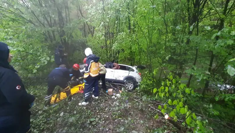 Ormanlık Alanda Kaza: Direksiyon Hakimiyetini Kaybeden Araç Kaza Yaptı